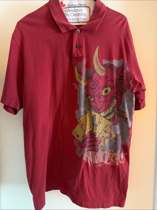 Marc Ecko Other - Marc Ecko- Men's Red Graphic Polo Shirt with Demon Card Art -LG